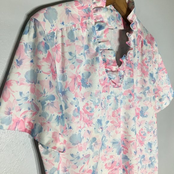 Vintage 70s 80s Pastel Ruffled Blouse Kawaii, Vintage Soft Girl Feminine Popover - Picture 7 of 12